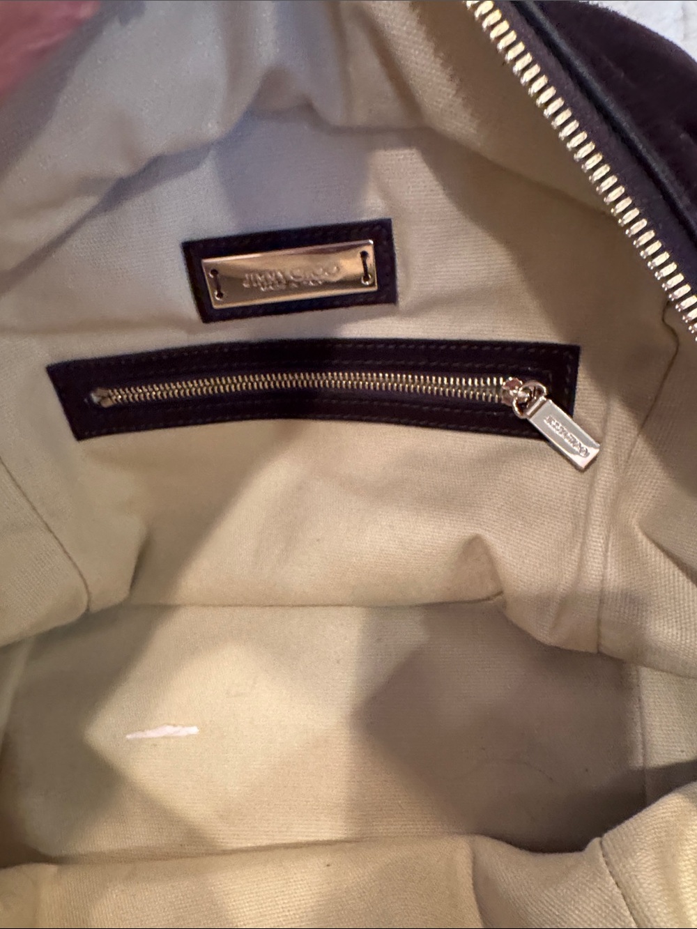 Jimmy Choo Brown Suede Satchel with Gold Stud Detailing - Picture 9 of 12